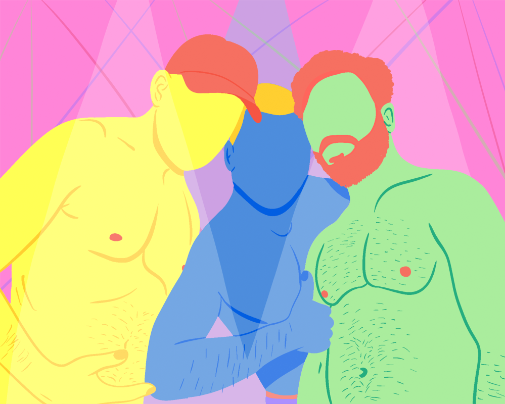 Conto Erótico Show de Piroca, três homens sem camisa pousando para uma foto.